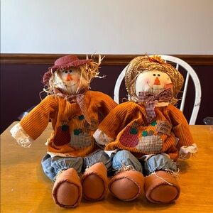 Mr. & Mrs Scarecrow, weighted & posable.